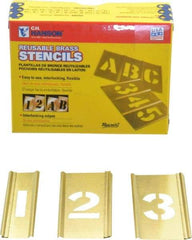 C.H. Hanson - 15 Piece, 1 Inch Character Size, Brass Stencil - Contains Figure Set - USA Tool & Supply