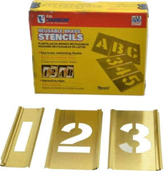 C.H. Hanson - 15 Piece, 1-1/2 Inch Character Size, Brass Stencil - Contains Figure Set - USA Tool & Supply