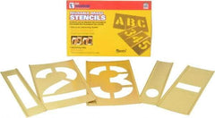 C.H. Hanson - 14 Piece, 6 Inch Character Size, Brass Stencil - Contains Figure Set - USA Tool & Supply