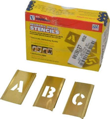 C.H. Hanson - 33 Piece, 3/4 Inch Character Size, Brass Stencil - Contains Letter Set - USA Tool & Supply