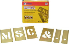 C.H. Hanson - 33 Piece, 2 Inch Character Size, Brass Stencil - Contains Letter Set - USA Tool & Supply