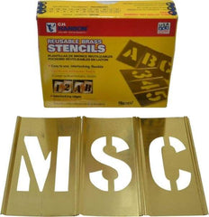 C.H. Hanson - 33 Piece, 2-1/2 Inch Character Size, Brass Stencil - Contains Letter Set - USA Tool & Supply