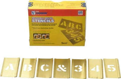 C.H. Hanson - 92 Piece, 3/4 Inch Character Size, Brass Stencil - Contains Three A Fonts - USA Tool & Supply