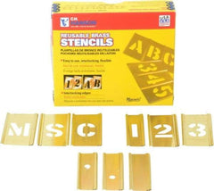 C.H. Hanson - 92 Piece, 1 Inch Character Size, Brass Stencil - Contains Three A Fonts - USA Tool & Supply