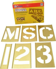 C.H. Hanson - 92 Piece, 5 Inch Character Size, Brass Stencil - Contains Three A Fonts - USA Tool & Supply