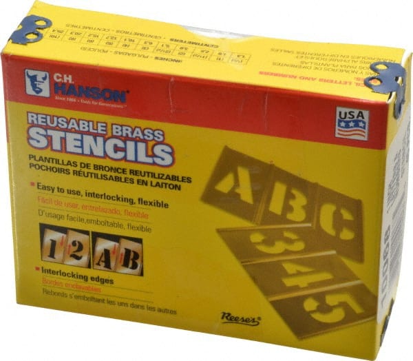 C.H. Hanson - 45 Piece, 1 Inch Character Size, Brass Stencil - USA Tool & Supply