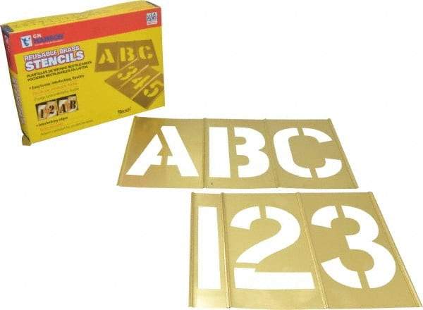 C.H. Hanson - 45 Piece, 5 Inch Character Size, Brass Stencil - USA Tool & Supply