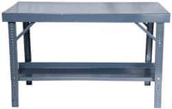 Durham - 60 Wide x 34" Deep x 28" High, Steel Workbench - Comfort Edge, Adjustable Height Legs - USA Tool & Supply