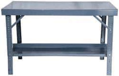 Durham - 60 Wide x 34" Deep x 28" High, Steel Workbench - Comfort Edge, Adjustable Height Legs - USA Tool & Supply