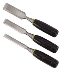 Stanley - 3 Piece Wood Chisel Set - 7-3/4" OAL, Sizes Included 1/2 to 1" - USA Tool & Supply