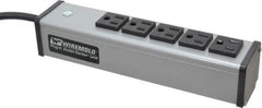 Wiremold - 5 Outlets, 120 Volts, 15 Amps, 6' Cord, Power Outlet Strip - Free Hanging Mount, 5-15 NEMA Configuration, 9-1/4" Strip, cULus Listed - USA Tool & Supply