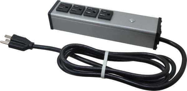 Wiremold - 4 Outlets, 120 Volts, 15 Amps, 6' Cord, Power Outlet Strip - Free Hanging Mount, 5-15 NEMA Configuration, 9-1/4" Strip, cULus Listed - USA Tool & Supply