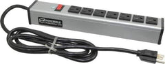 Wiremold - 7 Outlets, 120 Volts, 15 Amps, 6' Cord, Power Outlet Strip - Free Hanging Mount, 5-15 NEMA Configuration, 13" Strip, cULus Listed - USA Tool & Supply