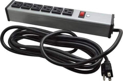 Wiremold - 6 Outlets, 120 Volts, 15 Amps, 15' Cord, Power Outlet Strip - Free Hanging Mount, 5-15 NEMA Configuration, 12-1/4" Strip, cULus Listed - USA Tool & Supply