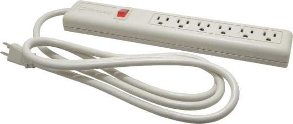Wiremold - 6 Outlets, 120 Volts, 15 Amps, 6' Cord, Power Outlet Strip - Keyhole Mount, 5-15 NEMA Configuration, 12" Strip, cULus Listed - USA Tool & Supply