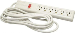Wiremold - 6 Outlets, 120 Volts, 15 Amps, 15' Cord, Power Outlet Strip - Free Hanging, Keyhole Mount, 5-15 NEMA Configuration, 12" Strip, cULus Listed - USA Tool & Supply