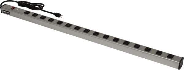 Wiremold - 16 Outlets, 120 Volts, 15 Amps, 6' Cord, Power Outlet Strip - Raceway Mount, 5-15 NEMA Configuration, 48" Strip, cULus Listed - USA Tool & Supply
