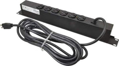 Wiremold - 6 Outlets, 120 Volts, 15 Amps, 15' Cord, Power Outlet Strip - Rack Mount, 6 Back NEMA Configuration, 19" Strip - USA Tool & Supply