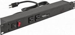 Wiremold - 6 Outlets, 120 Volts, 15 Amps, 6' Cord, Power Outlet Strip - Rack Mount, 2 Front - 4 Back NEMA Configuration, 19" Strip - USA Tool & Supply