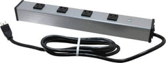 Wiremold - 4 Outlets, 120 Volts, 15 Amps, 6' Cord, Power Outlet Strip - Free Hanging Mount, 5-15 NEMA Configuration, 16" Strip, cULus Listed - USA Tool & Supply