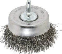 Osborn - 2-1/2" Diam, 1/4" Shank Diam, Steel Fill Cup Brush - 0.014 Wire Diam, 5/8" Trim Length, 4,500 Max RPM - USA Tool & Supply