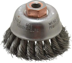 Osborn - 2-3/4" Diam, 1/2-13 Threaded Arbor, Steel Fill Cup Brush - 0.014 Wire Diam, 14,000 Max RPM - USA Tool & Supply