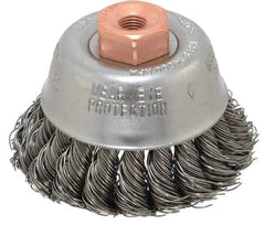 Osborn - 2-3/4" Diam, 3/8-24 Threaded Arbor, Steel Fill Cup Brush - 0.02 Wire Diam, 14,000 Max RPM - USA Tool & Supply