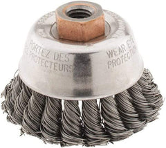 Osborn - 2-3/4" Diam, 1/2-13 Threaded Arbor, Steel Fill Cup Brush - 0.02 Wire Diam, 14,000 Max RPM - USA Tool & Supply