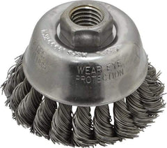 Osborn - 2-3/4" Diam, 5/8-11 Threaded Arbor, Steel Fill Cup Brush - 0.02 Wire Diam, 14,000 Max RPM - USA Tool & Supply