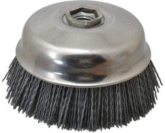 Osborn - 4" Diam, 5/8-11 Threaded Arbor Straight Wire Silicon Carbide Cup Brush - Fine Grade, 1-1/2" Trim Length, 6,000 Max RPM - USA Tool & Supply