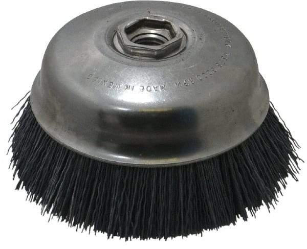 Osborn - 4" Diam, 5/8-11 Threaded Arbor Straight Wire Silicon Carbide Cup Brush - Extra Fine Grade, 1-1/2" Trim Length, 6,000 Max RPM - USA Tool & Supply