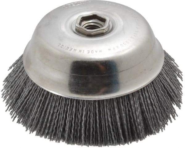 Osborn - 6" Diam, 5/8-11 Threaded Arbor Straight Wire Silicon Carbide Cup Brush - Medium Grade, 1-1/2" Trim Length, 6,000 Max RPM - USA Tool & Supply