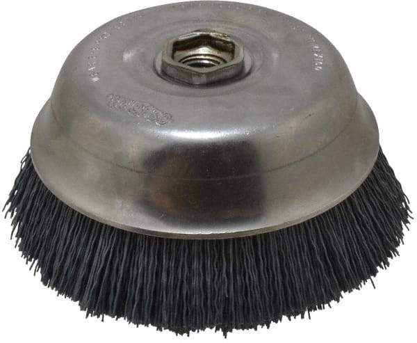 Osborn - 6" Diam, 5/8-11 Threaded Arbor Straight Wire Silicon Carbide Cup Brush - Extra Fine Grade, 1-1/2" Trim Length, 6,000 Max RPM - USA Tool & Supply