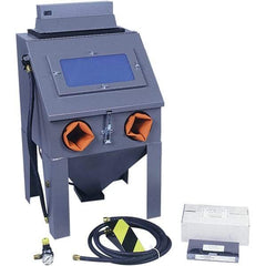 Econoline - 19" Wide x 33" High x 17" Deep Sand Blasting Cabinet - Suction Feed, 12" CFM at 80 PSI, 16" Working Height x 18 Working Width x 16" Working Depth, 18" Opening Length x 12" Wide Opening - USA Tool & Supply