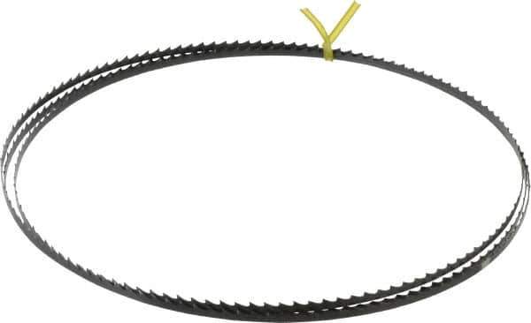 Starrett - 4 TPI, 7' 9-1/2" Long x 1/4" Wide x 0.025" Thick, Welded Band Saw Blade - Carbon Steel, Toothed Edge, Raker Tooth Set, Flexible Back, Contour Cutting - USA Tool & Supply