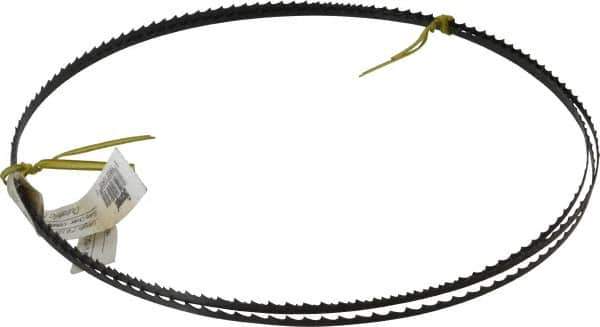Starrett - 4 TPI, 7' 9-1/2" Long x 3/16" Wide x 0.025" Thick, Welded Band Saw Blade - Carbon Steel, Toothed Edge, Raker Tooth Set, Flexible Back, Contour Cutting - USA Tool & Supply