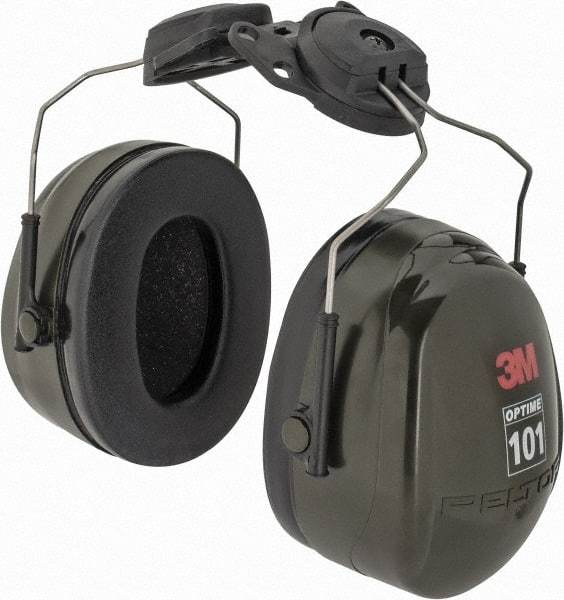 3M - Earmuffs - NRR24 BLK W/GREEN CUP H7P3E CAP/MOUNT EARMUFF - USA Tool & Supply