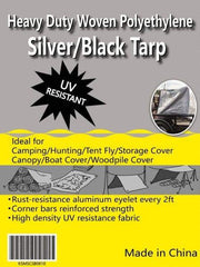 Value Collection - 60' Long x 40' Wide Polyethylene Tarp & Dust Cover - Black & Silver, Grommet, 11 to 12 mil Thickness - USA Tool & Supply
