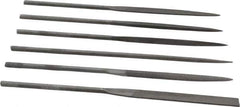 Value Collection - 6 Piece Swiss Pattern File Set - 6-1/4" Long, 2 Coarseness, Round Handle, Set Includes Equalling, Flat, Half Round, Round, Square, Three Square - USA Tool & Supply