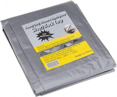 Value Collection - 12' Long x 10' Wide Polyethylene Tarp & Dust Cover - Black & Silver, Grommet, 11 to 12 mil Thickness - USA Tool & Supply