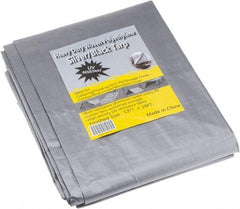 Value Collection - 16' Long x 12' Wide Polyethylene Tarp & Dust Cover - Black & Silver, Grommet, 11 to 12 mil Thickness - USA Tool & Supply
