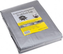 Value Collection - 20' Long x 12' Wide Polyethylene Tarp & Dust Cover - Black & Silver, Grommet, 11 to 12 mil Thickness - USA Tool & Supply