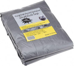 Value Collection - 20' Long x 16' Wide Polyethylene Tarp & Dust Cover - Black & Silver, Grommet, 11 to 12 mil Thickness - USA Tool & Supply
