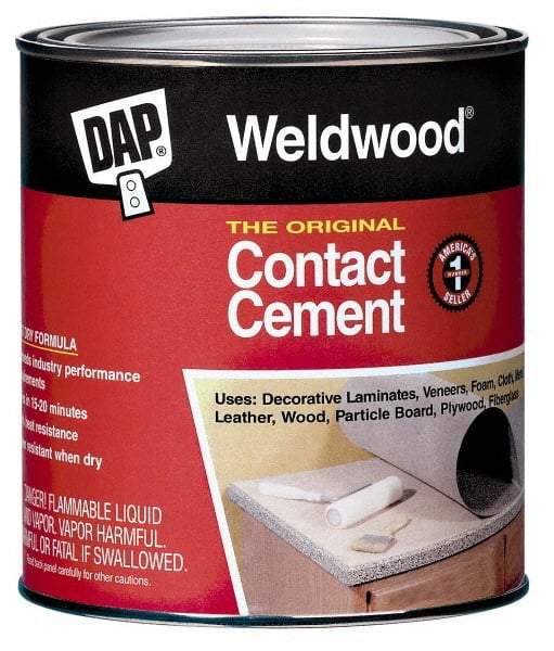 DAP - 1 Gal Can Tan Contact Adhesive - 15 min Working Time, Bonds to Cardboard, Concrete, Metal, Paper, Particle Board, Rubber & Wood - USA Tool & Supply