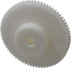 Poly Hi Solidur - 12 Pitch, 6" Pitch Diam, 6.166" OD, 72 Tooth Spur Gear - 3/4" Face Width, 3/4" Bore Diam, 2-3/4" Hub Diam, 14.5° Pressure Angle, Nylon - USA Tool & Supply