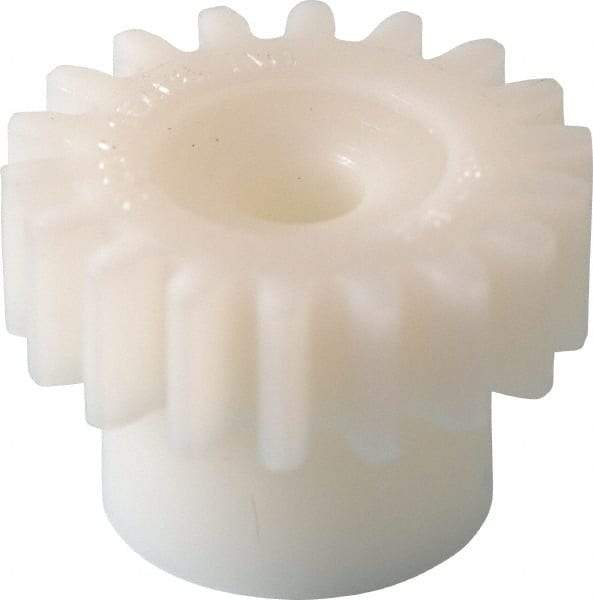 Poly Hi Solidur - 24 Pitch, 3/4" Pitch Diam, 0.833" OD, 18 Tooth Spur Gear - 1/4" Face Width, 3/16" Bore Diam, 35/64" Hub Diam, 20° Pressure Angle, Acetal - USA Tool & Supply