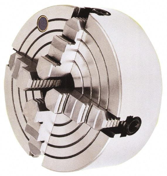 Interstate - 4 Jaw, 10" Diam, Independent Manual Lathe Chuck - D1-4 Mount, 2.756" Through Hole Diam, Cast Iron (Semi-Steel) - USA Tool & Supply