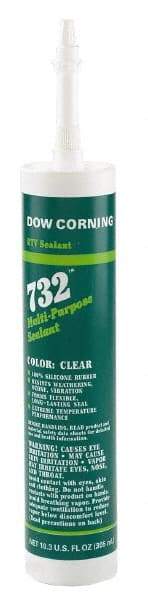 Dow Corning - 10.1 oz Cartridge White RTV Silicone Joint Sealant - -76 to 356°F Operating Temp, 20 min Tack Free Dry Time, 24 hr Full Cure Time, Series 732 - USA Tool & Supply