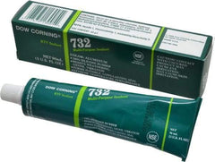 Dow Corning - 3 oz Tube Silver RTV Silicone Joint Sealant - -76 to -29.2°F Operating Temp, 20 min Tack Free Dry Time, 24 hr Full Cure Time, Series 732 - USA Tool & Supply