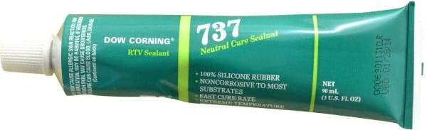 Dow Corning - 3 oz Cartridge Clear RTV Silicone Joint Sealant - -85 to 350°F Operating Temp, 14 min Tack Free Dry Time, 24 hr Full Cure Time, Series 737 - USA Tool & Supply